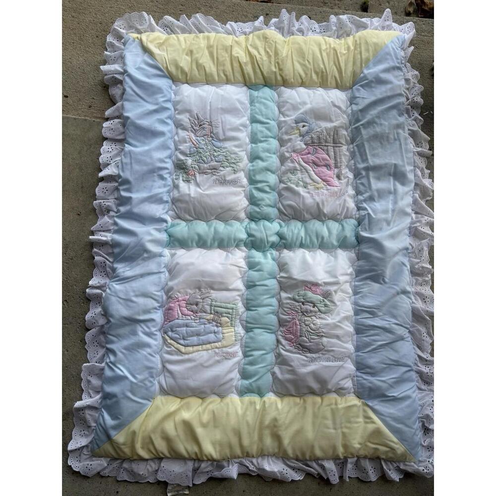 Vintage Beatrix Potter Peter Rabbit Baby Crib Comforter And Accessory